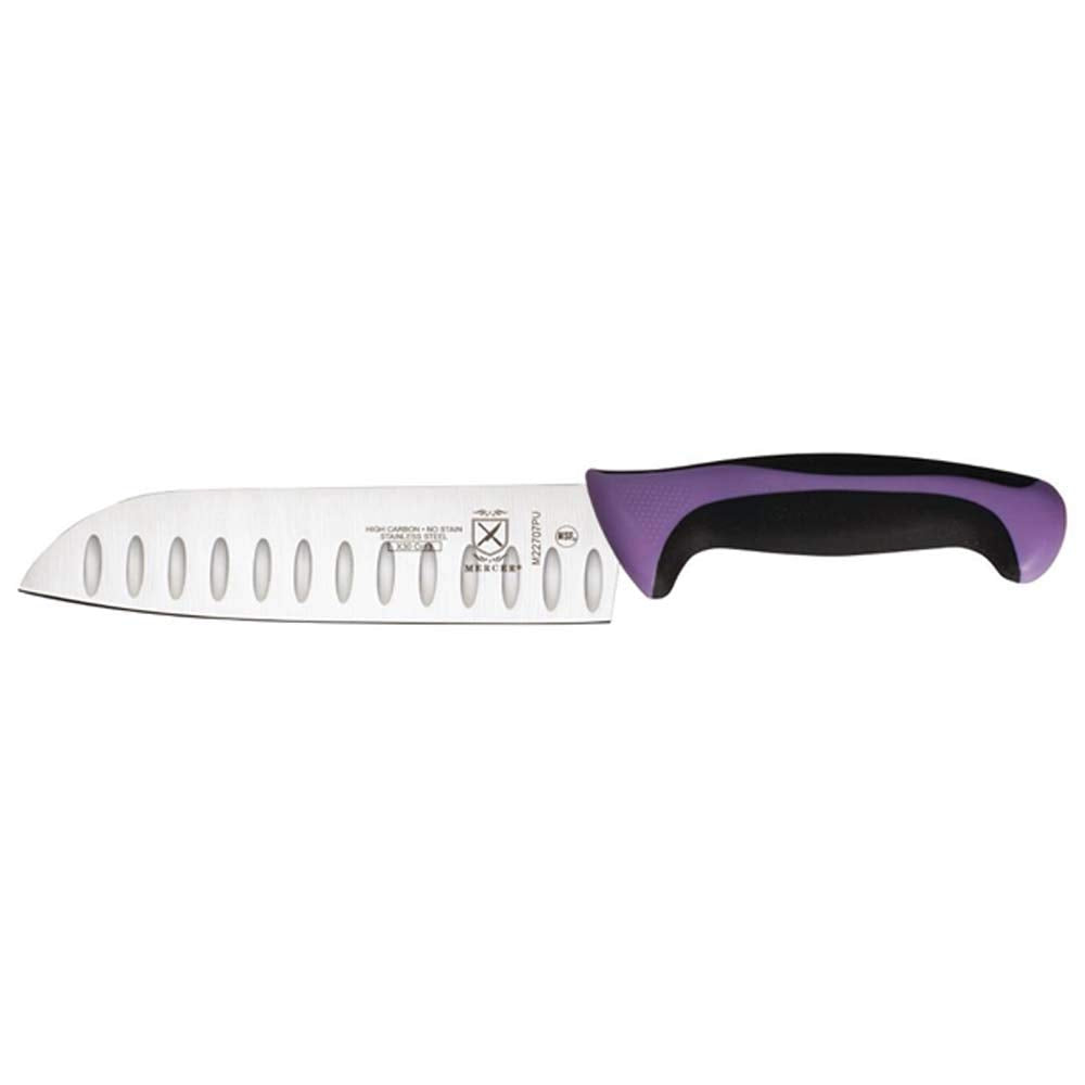 Mercer Culinary Purple Millennia Colors Handle, 7 Santoku Knife (Granton Edge)
