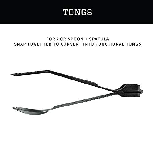 Gerber Gear ComplEAT Camping Utensils Set for Outdoor Cooking, Camping Cutlery with Fork, Spoon, Tongs, Spatula and Multi-Functional Tool, Onyx Black