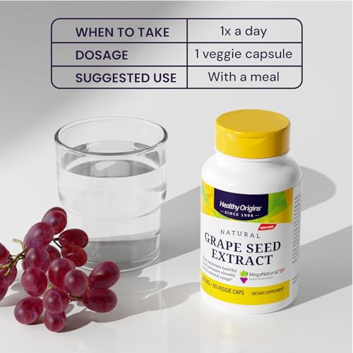 Grape Seed Extract 300 mg (MegaNatural BP, Non-GMO, California-Grown, Gluten Free, Supports Healthy Blood Pressure), 60 Veggie Caps