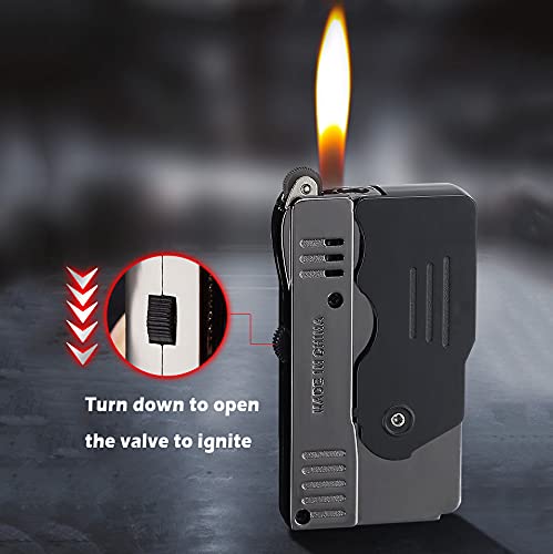 Jet Torch Lighter, Jet / Soft Flame Switchable Lighter with Lockable Function and Adjustable Flame Dial, Butane Refillable for Men, Husband (Fuel Not Included)