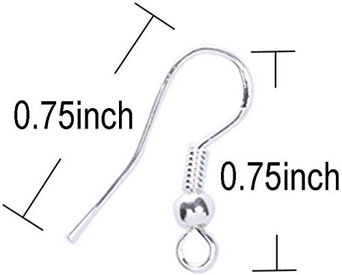 200 Pcs Silver Stainless Steel Ball & Coil Earring Hooks/Fish Hooks/Ear Wire for DIY Jewelry Making, Wire Hooks Jewelry Wire Earring Parts for Jewelry Making