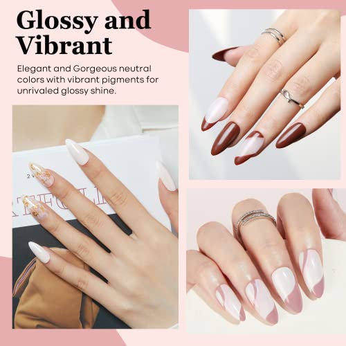 Modelones 12Pcs Dip Powder Nail Kit Starter, 6 Colors Nude Pink Glitter Neutral Skin Dipping Powder Liquid Set with 15ml 2 in 1 Base & Top Coat Activator for Nail Art Beginner Manicure DIY Salon Gift
