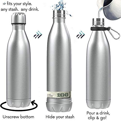 Stainless Steel Tumbler Water Bottle Stash Box Diversion Safe Hidden Bottom Storage and Vacuum