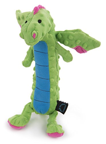 Bubble Plush Skinny Dragons Squeaky Plush Dog Toy, Chew Guard Technology - Green, Large
