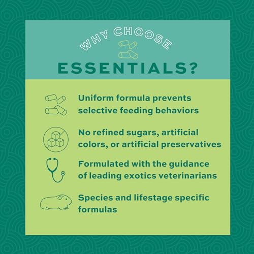 Essentials Guinea Pig Food, Adult Guinea Pig, Made with Timothy Hay, Pet Food Pellets with Vitamin C, Small Animal Pet Products, Made in USA, High Fiber, 10 lb. bag