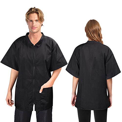 Pet Groomer Jacket with Full Zipper, M Size, Pet Showering Smock for Pet Beautician Work, Dog Cat Grooming Cloth Apron, Cosmetology Uniforms for Men and Women