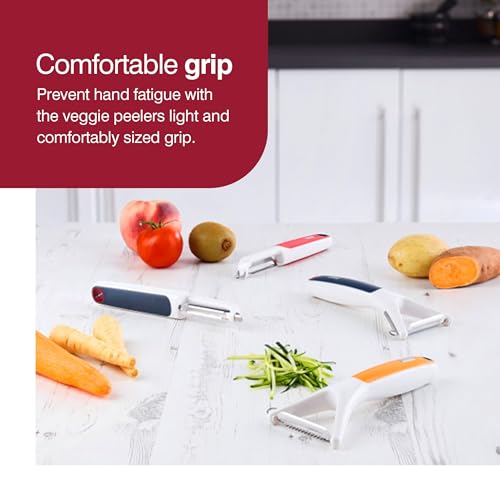 2-Piece Swivel & Soft-Skin Peeler Value Set - Potato, Cucumber and Carrot Vegetable Peeler - Tomato and Peach Fruit Peeler - Kitchen Tool & Gadget with Stainless Steel Blades - Dishwasher Safe