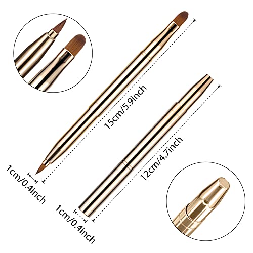 3 Pieces Lip Brush Retractable Lipstick Liner Brush Lipstick Dual-ended Foundation Makeup Brush with Cap Travel Applicators