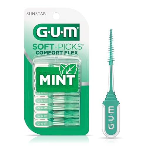 Soft-Picks Comfort Flex, Easy to Use Dental Picks for Teeth Cleaning and Gum Health, Disposable Interdental Brushes with Convenient Carry Case, Dentist Recommended Dental Picks, Mint, 80ct
