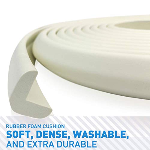 Furniture Edge and Corner Guards | 20.4ft Protective Foam Cushion | 18ft Bumper 8 Adhesive Childsafe Corners | Baby Child Proofing Set NonToxic and Safe for Table, Fireplace, Countertop | White