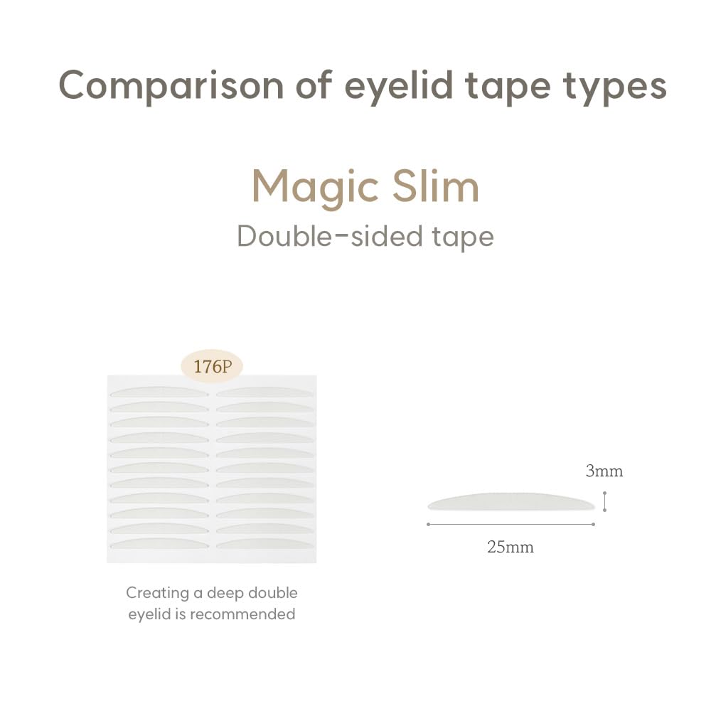 Double Eyelid Tape Hooded Eye Lift – Droopy Eyelid Lifter Eye Lid Strips for Hooded Eyes (Double Sided 3mm 176p)