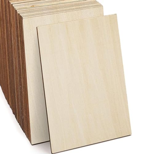 Unfinished Wood, 15 Pack Basswood Sheets for Crafts, Craft Wood Board for House Aircraft Ship Boat Arts and Crafts, School Projects, Wooden DIY Ornaments(150x100x2mm)