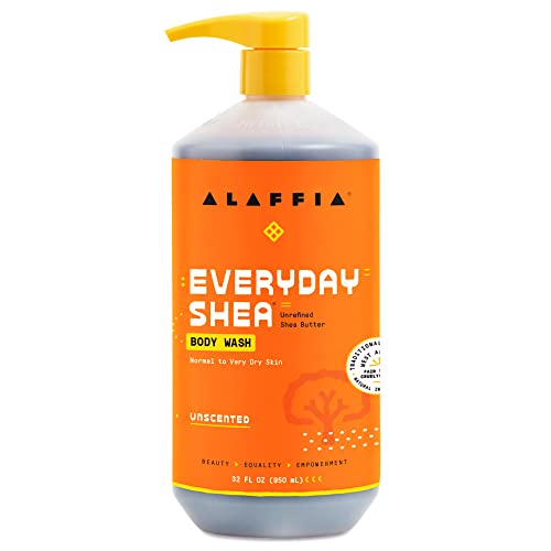 EveryDay Shea Body Wash, Naturally Moisturizing Cleanser for All Skin Types with Fair Trade Shea Butter, Neem & Coconut Oil, Unscented, 32 fl oz