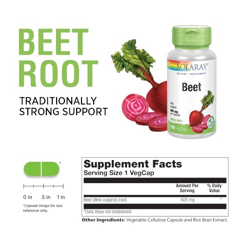 Beet Root 605mg | May Support Cardiovascular Health & Athletic Performance, Kidney, Liver & Blood Health | Non-GMO | Vegan | 100 VegCaps