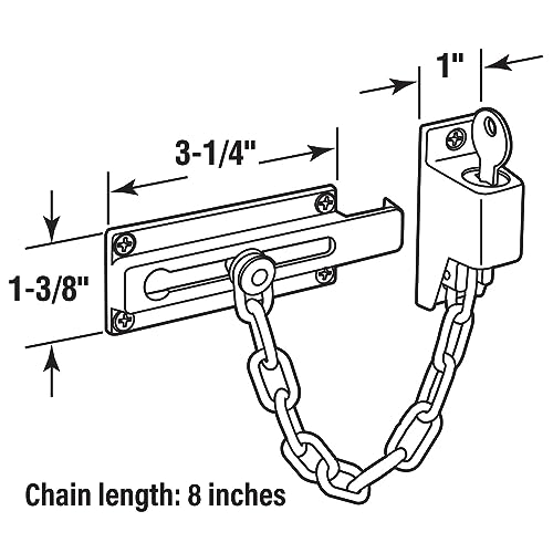 Prime-Line U 9914 Steel, Antique Brass, Keyed Chain Door Guard (Single Pack)