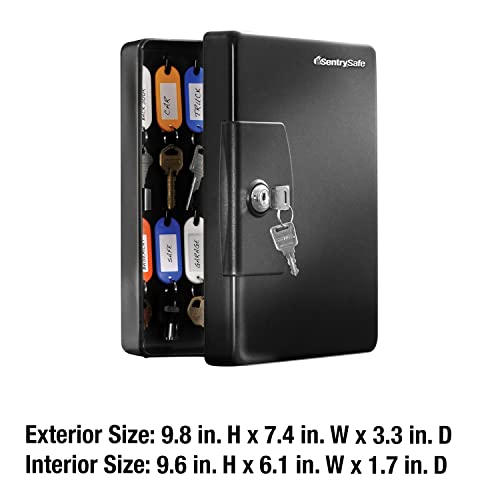 Key Box, Small Black Key Lock Box, Locked Key Rack Wall Mount for Secure and Easy Access to Multiple Keys, 0.06 Cubic Feet, KB-25