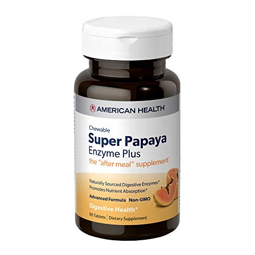 Super Papaya Enzyme Plus Chewable Tablets, Natural Papaya Flavor - Promotes Digestion & Nutrient Absorption, Contains Papain & Other Enzymes - 90 Count, 30 Total Servings