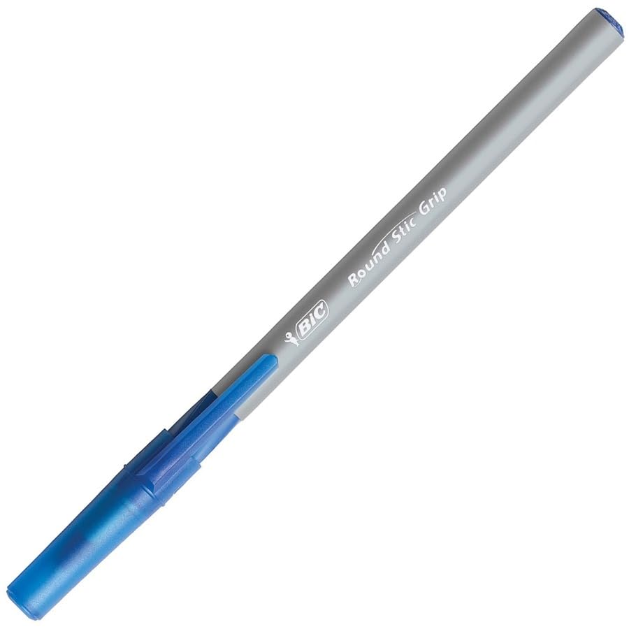 Round Stic Grip Xtra Comfort Ballpoint Pens, Medium Point (1.2mm) Ink Pens, Black & Blue, Soft Grip For Added Comfort And Control, 36-Count (GSMG361-AST)