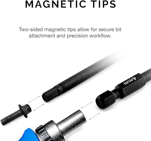 01148A Hex Allen Power Bit Set, 11-Piece Metric Sizes 1.5mm to 8mm | Magnetic Head Bits 3 Quick Release Shanks Premium S2 Steel Compatible with Drills and Impact Drivers