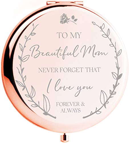 Mom Birthday Gifts for Mom – Rose Gold ‘I Love You Mom’ Magnified Makeup Mirror, Sentimental Mom Birthday Gifts from Daughter, Cute Mom Gifts or Mother Daughter Gifts for Mothers Day