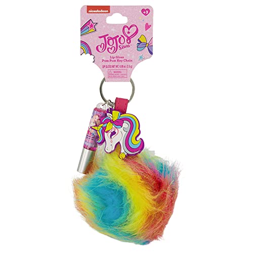 Unicorn Rainbow Pom Lip Gloss Keychain