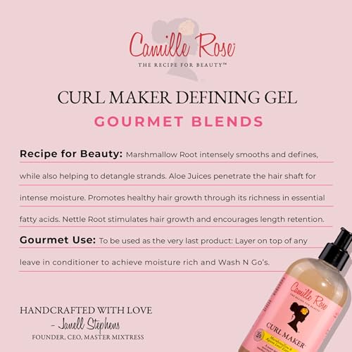 Curl Maker, Smoothing and Nourishing Curly Hair Gel with Aloe, for All Hair Types and Textures, 12 fl oz