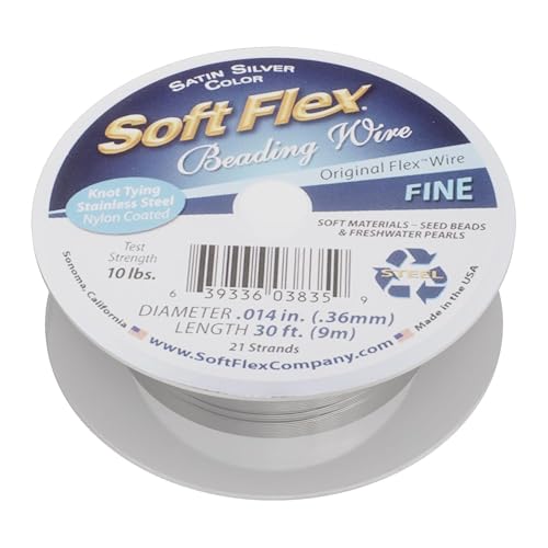 21 Strand Beading Wire - Fine 0.14 Diameter - 30 Feet Design Wire - Satin Silver