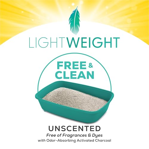 Purina Low Dust, Clumping Cat Litter Odor Control, LightWeight Free and Clean Unscented, Multi Cat Litter - 17 Lb. Box