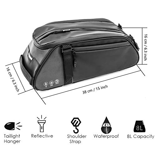 Bike Rack Bag Waterproof Bicycle Trunk Pannier Rear Seat Storage Pack Cycling Cargo Carrier Pouch for Travel City Commuting Daily Work (9735-Black)
