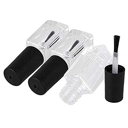 5PCS 5ML Nail Polish Bottles Empty Glass Square Bottom Shape Nail Polish Clear Bottles,With Cap and Soft Brush,Nail art