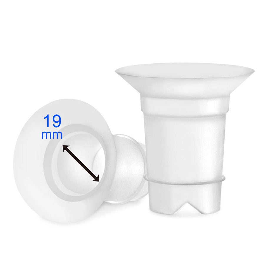 Flange Inserts 19 mm for Medela, Spectra 24 mm Shields/Flanges, Momcozy/Willow Wearable Cup. Compatible with Medela Freestyle, Harmony to Reduce 24mm Nipple Tunnel Down to 19 mm; 2pc/Each