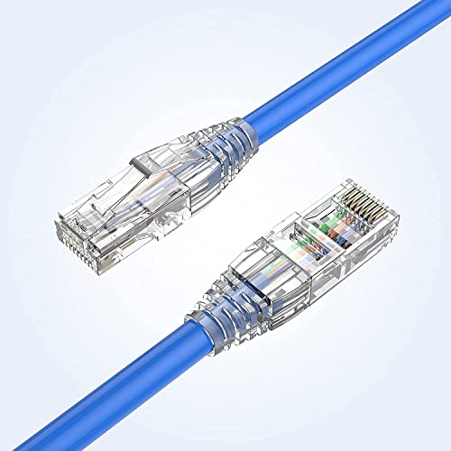 RJ45 Connectors, 100-Pack Cat6 Connector, Cat6/Cat5 8P8C Modular Plug Ends with Relief Boots for Solid Wire and Standard Cable, Transparent