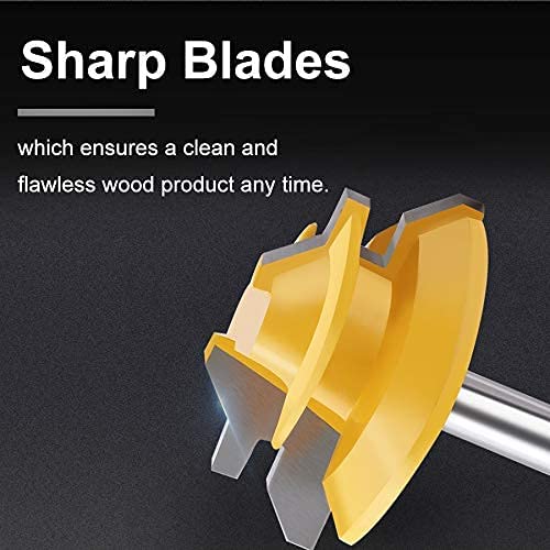 45 Degree Lock Miter Router Bit 1/4 Shank, 1/2 Stock Joint Woodworking Router Bit, Suitable for Furniture Oblique Tenon Interface Making (90-Degree Tenon Joint Woodworking)