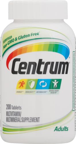 Adult Multivitamin/Multimineral Supplement with Antioxidants, Zinc, Vitamin D3 and B Vitamins, Gluten Free, Non-GMO Ingredients - 200 Count