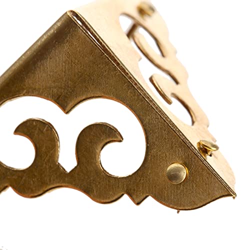 4Pcs Brass Box Corner Protectors Edge Safety Guards Cabinet Furniture Desk Wooden Jewelry Box Corner Bumpers, 1.18x1.18x1.18