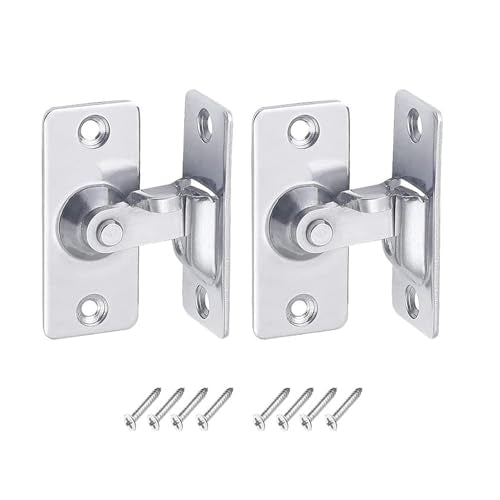 Mini Size Door Hasp Latch 90 Degree, Stainless Steel Safety Angle Locking Latch for Push/Sliding/Barn Door, Satin Nickel