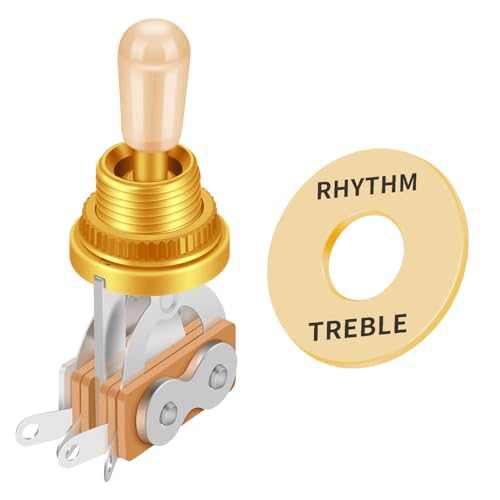 Guitar 3 Way Toggle Switch Position Short Straight Gold Top Gold Knobs for Gibon Epiphone Les Paul Electric Guitar Parts Pickup Selector kit with Plate Rhythm Treble Washer Ring Gold/Black