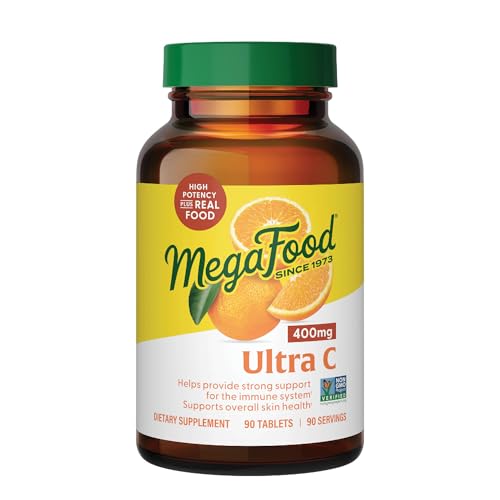 Ultra C 400 mg - Vegan Immune Support Supplement with Vitamin C, Made with Real Food Including Broccoli, Carrot, Cranberry & Brown Rice, Gluten-Free, Kosher - 90 Tablets, 90 Servings