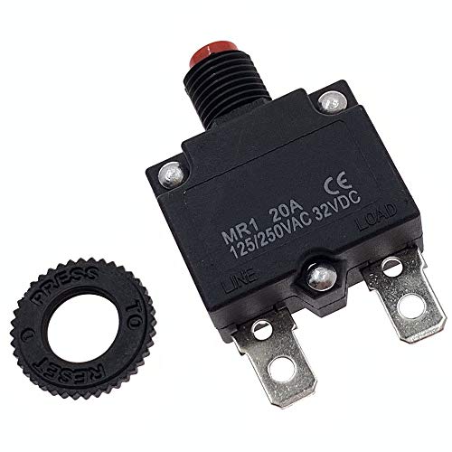2Pcs 125-250VAC 32VDC Push Button Circuit Breaker 20Amp Thermal Overload Protector Manual Reset Thermal Circuit Breaker 20A