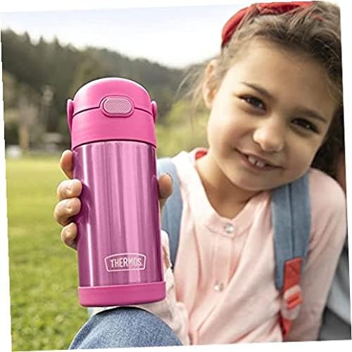 FUNTAINER 12 Ounce Stainless Steel Vacuum Insulated Kids Straw Bottle, Blue