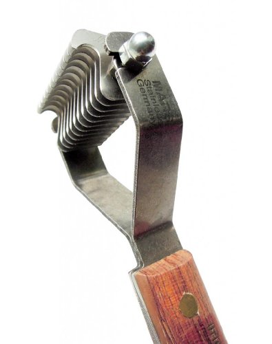 Dematting Undercoat Grooming Rake Stripper Tool for Dogs and Cats, Stainless Steel with Wooden Handle for Thick Coats, 12-Blade Stripper for Groomers, Pet Owners