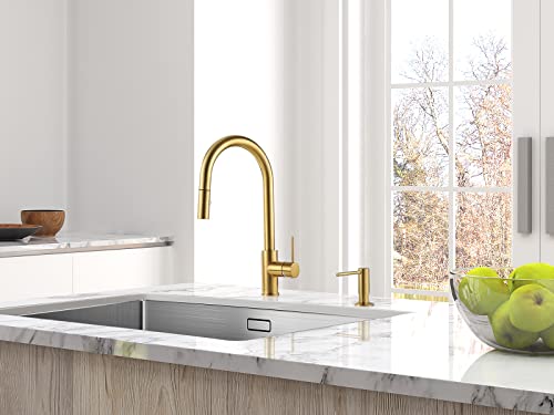 ASF026BG Built in Soap Dispenser Brushed Gold for Kitchen Sink with Soap Bottle Countertop Pump
