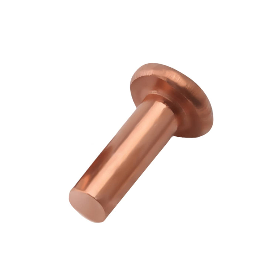 Flat Head Solid Copper Rivets Nuts Copper Flat Head Semi-Tubular Rivets for Household Automobile Industry Brass Tone 4x12mm 50PCS