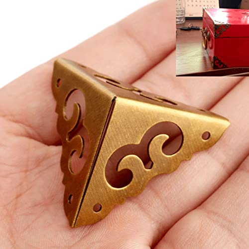 4Pcs Brass Box Corner Protectors Edge Safety Guards Cabinet Furniture Desk Wooden Jewelry Box Corner Bumpers, 1.18x1.18x1.18