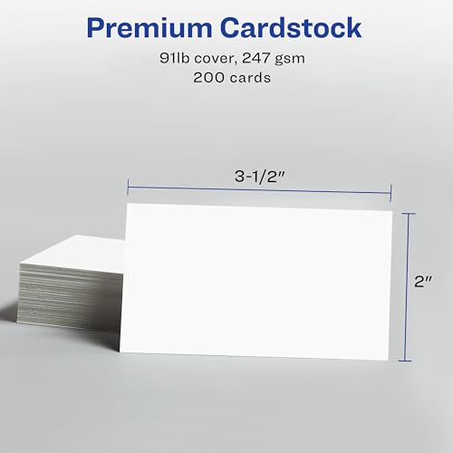 Avery Clean Edge Printable Business Cards with Sure Feed Technology, 2 x 3.5, White, 200 Blank Cards for Laser Printers (5871)