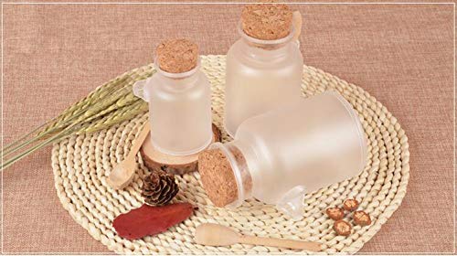 2PCS 300ML 10OZ Frosted Empty Plastic Bottle with Wooden Spoon and Cork Stopper Bath Salt Shaker Food Powder Seasoning Nut Storage Holder Refillable Container Pot Jar for Daily Life