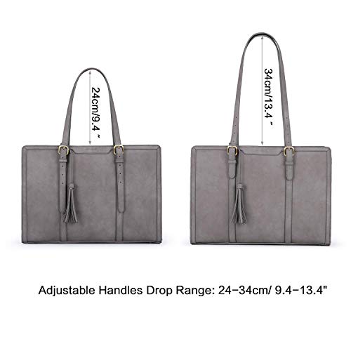 Laptop Bag For Women 15.6 Inch Work Tote Bags PU Leather Computer Purse For Business Office With 3 Layer Compartments