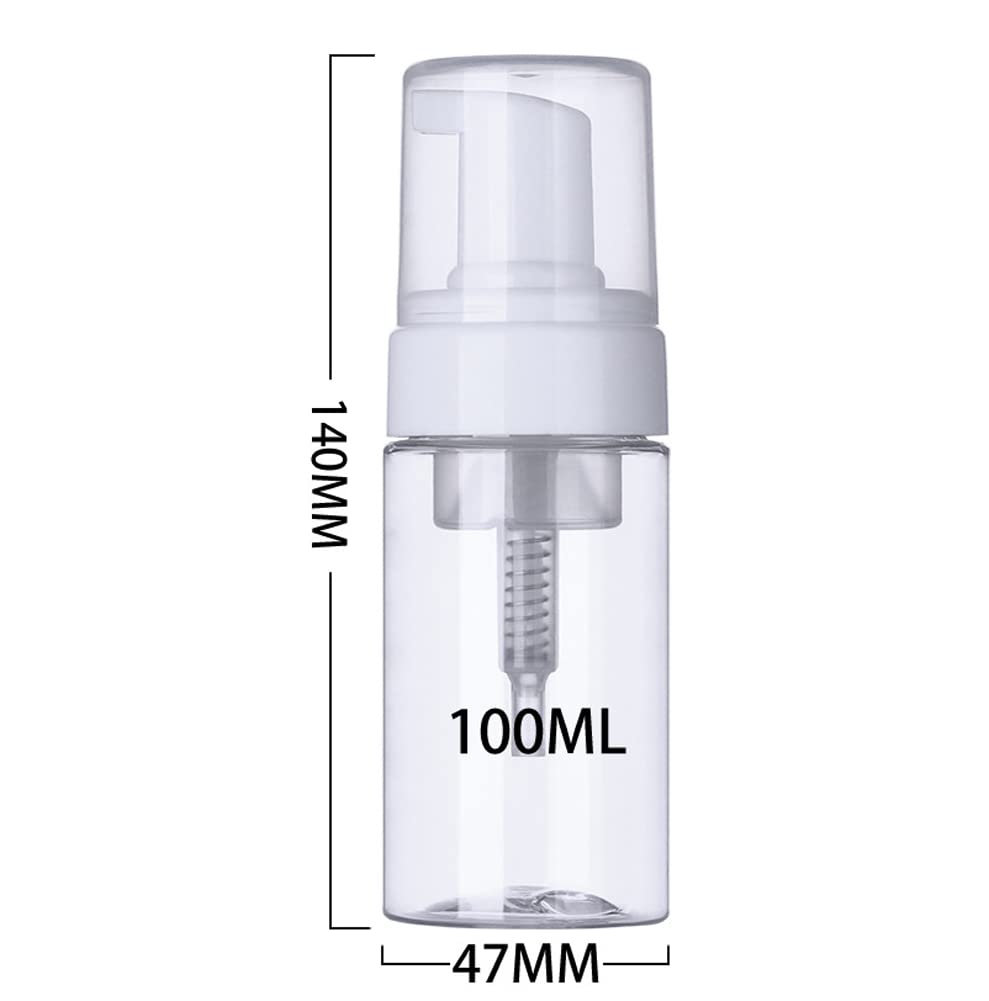 3Pcs 100ML 3.4oz Empty Clear Plastic Press Foaming Soap Pump Dispensers Spray Bottle Containers with Atomizer for Soap Foam Lotion Bathroom Accessory