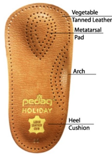 Holiday 3/4 Leather Ultra Light, Thin, Semi-Rigid Orthotic with Metatarsal Pad, and Heel Cushion, Tan, Women's 7
