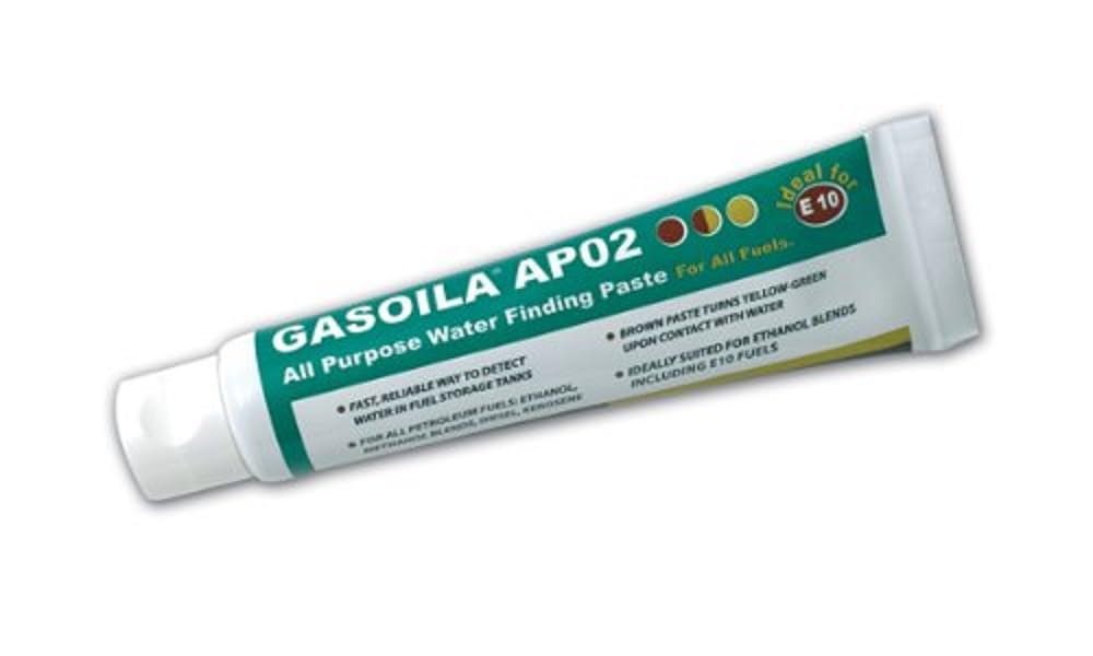 All-Purpose Water Finding Paste, Rapid Water Detection for Fuel Storage, Detects Water in Gasoline, Diesel, Kerosene, Ethanol, Methanol, Petroleum Fuels, Phase Separation, 2 oz. Tube